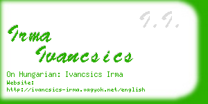 irma ivancsics business card